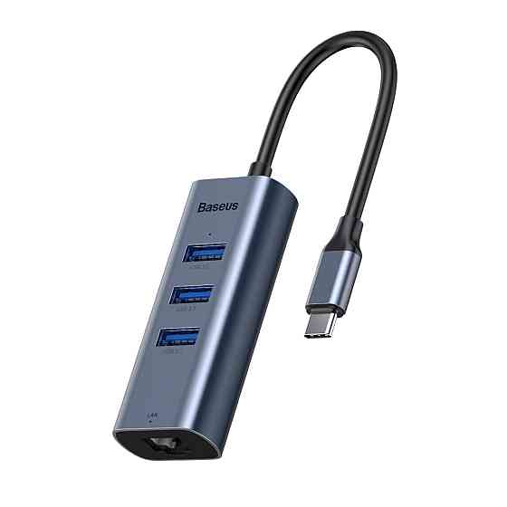 USB-Hub Baseus Enjoy series Type-C to USB3.0*3+RJ45 port HUB adapter Grey Киев