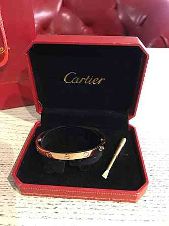 Cartier love браслет із викруткою в рожевому золоті в коробці Картеє/ браслет рожеве золото без каменів Одеса