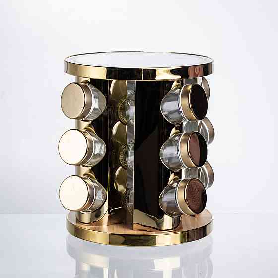 Набір баночок для спецій 12 шт. по 100 мл на підставці з дзеркалом та LED-підсвіткою HP-1358 Київ