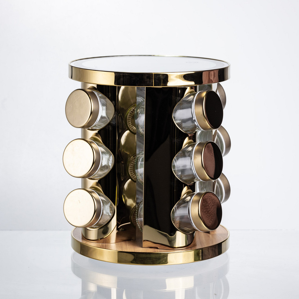 Набір баночок для спецій 12 шт. по 100 мл на підставці з дзеркалом та LED-підсвіткою HP-1358 Київ - фото 6