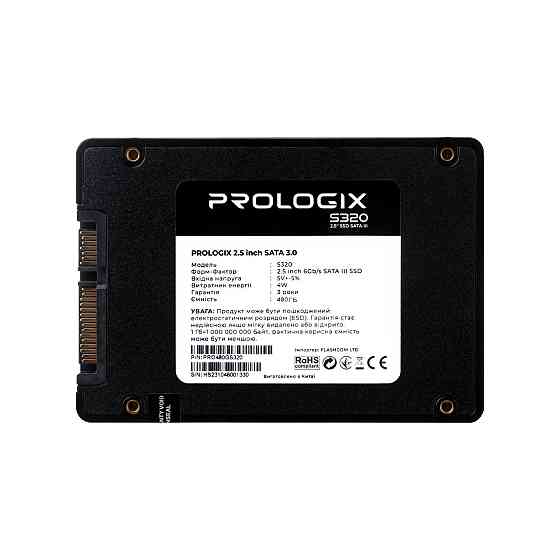 Накопичувач SSD 480GB Prologix S320 2.5" SATAIII TLC (PRO480GS320) 2.5" Харків