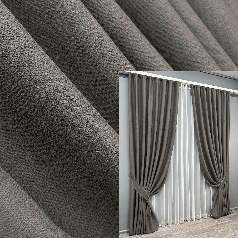 Комплект готових штор VR-Textil TWEED_V № 1915ш Темно-сірий 200х290 см 2 шт (32-334) Київ - фото 1