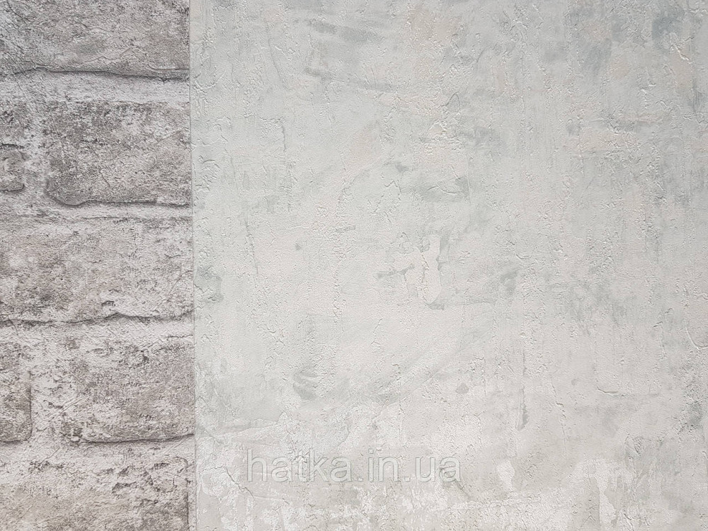 Шпалери вінілові на флізеліні Grandeco Anastasia метрові під штукатурку під бетон зелені білі зі сріблом Київ - фото 2