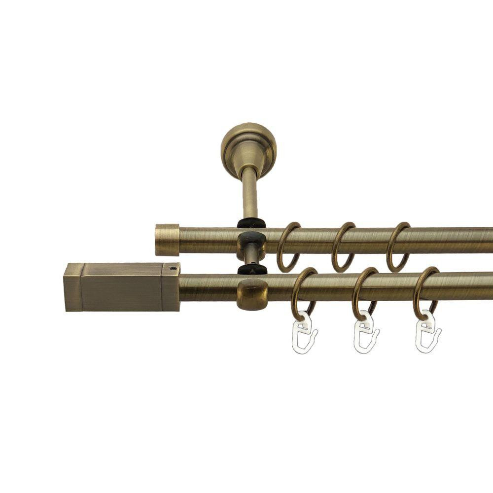 Карниз Orvit Квадро металевий дворядний відкритий гладка труба кільце металеве Антик 16\16 мм 160 см Львов - изображение 1