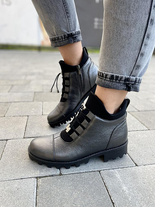 Черевики жіночі Odzi T-18 антрацит (зима, шкіра натуральна) (2361) лише 40р. 40 Коломия - фото 1