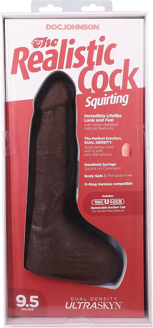 Фалоімітатор, що кінчає Doc Johnson The Realistic Cock ULTRASKYN - Squirting 9,5 Inch Chocolate Sex Aura Київ - фото 8