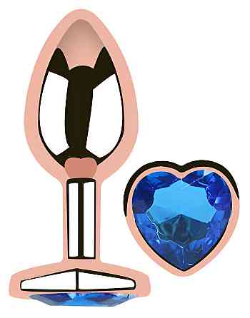 Анальна пробка з кристалом EGZO - Rose Gold Heart Plug Blue size S Sex Aura Київ