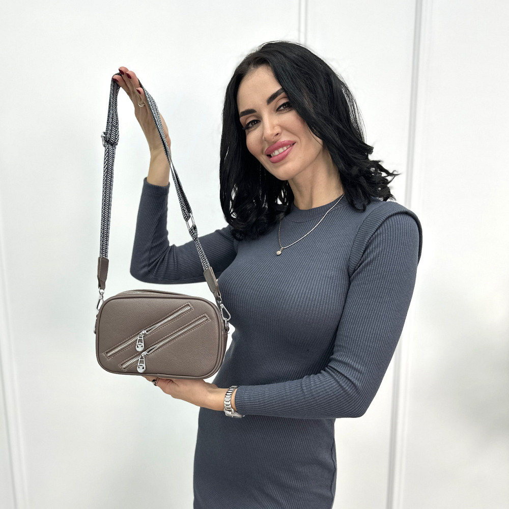 Маленькая женская сумочка с молниями Look Капучино Киев - изображение 3