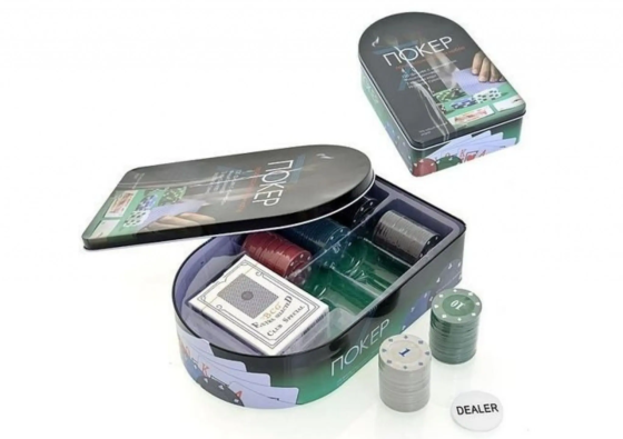 Набір для покера: 2 колоди, 120 фішок, сукно, коробка Київ