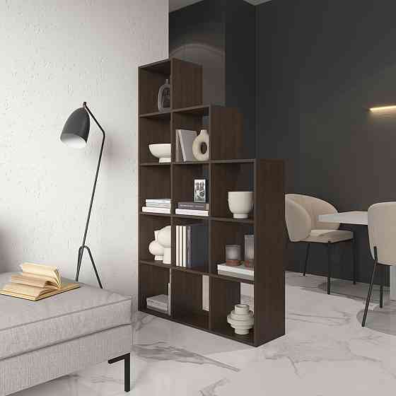 Стелаж VAYS M-6 Венге Темний, книжкова полиця на 12 комірок, ЛДСП, 108×29×178 см - для дому, офісу, дитячої або вітальні Львів