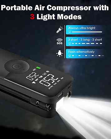 Автомобильный компрессор для шин с функцией Powerbank Киев