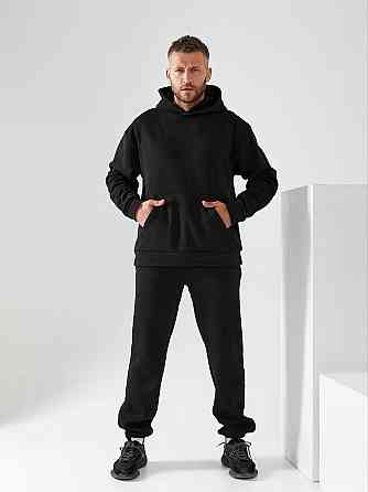 Чоловічий спортивний теплий костюм на флісі Чорний 46/48 Харків