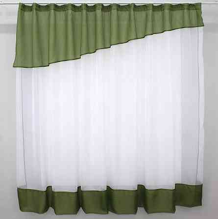 Кухонная занавеска VR-Textil № 047к белый с оливковым 270х170 см (52-0074) Киев