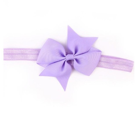 Дитяча бузкова пов'язка з бантиком - на резинці, окружність від 30см до 48см, бант 9см Київ - фото 1