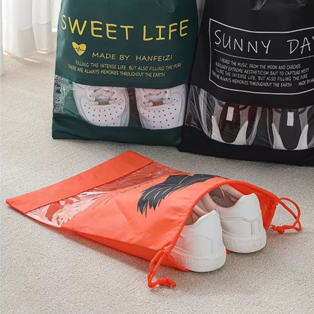 Мішок-сумка для взуття на затяжках, транспортувальна на шнурках для речей, розмір L - 44х30 см, колір помаранчевий Кам'янець-Подільський - фото 5