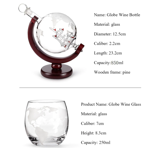 Набор Декантер Глобус 2 бокала,  Штоф, Графин для крепких напитков Кременчуг