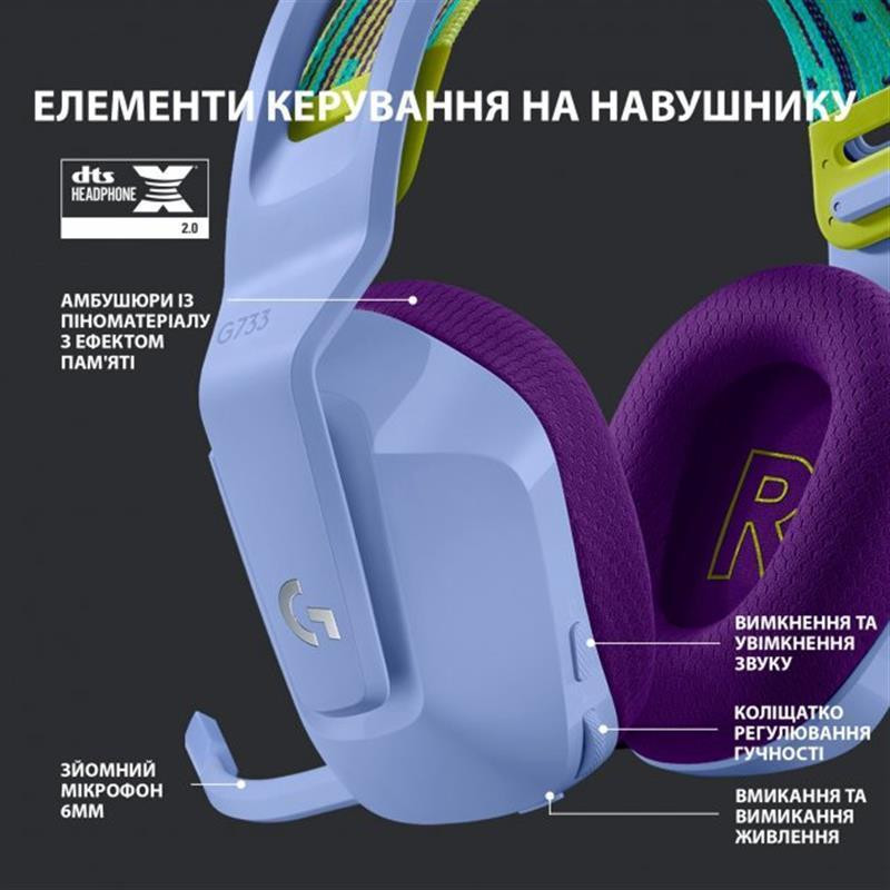 Гарнітура Logitech G733 Lilac (981-000890) ( Фіолетовий ) Харьков - изображение 7