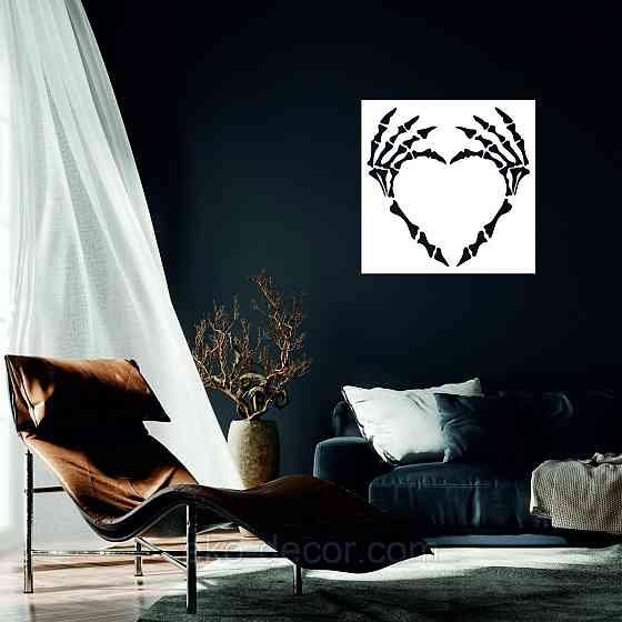 Декоративное настенное 3D Панно «Скелет», Декор на стену с объемом 50*50 см, Белый Киев