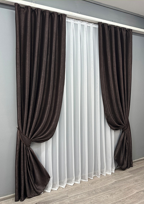 Комплект готових штор VR-Textil Софт № 1166ш Коричневий 150х270 см 2шт (30-973) Київ - фото 3