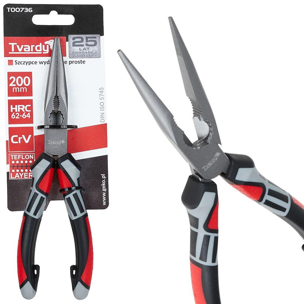 Плоскогубці видовжені закруглені "Tvardy"  200 мм з хром-ванадієвої сталі твердістю 62-64 HRC Киев - изображение 1