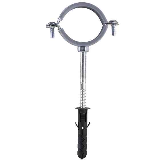 Хомут в зборi CR  1 1/2″ (47-53мм) з гвинтом-шурупом 8*100 та дюбелем в уп., сірий Тернопіль