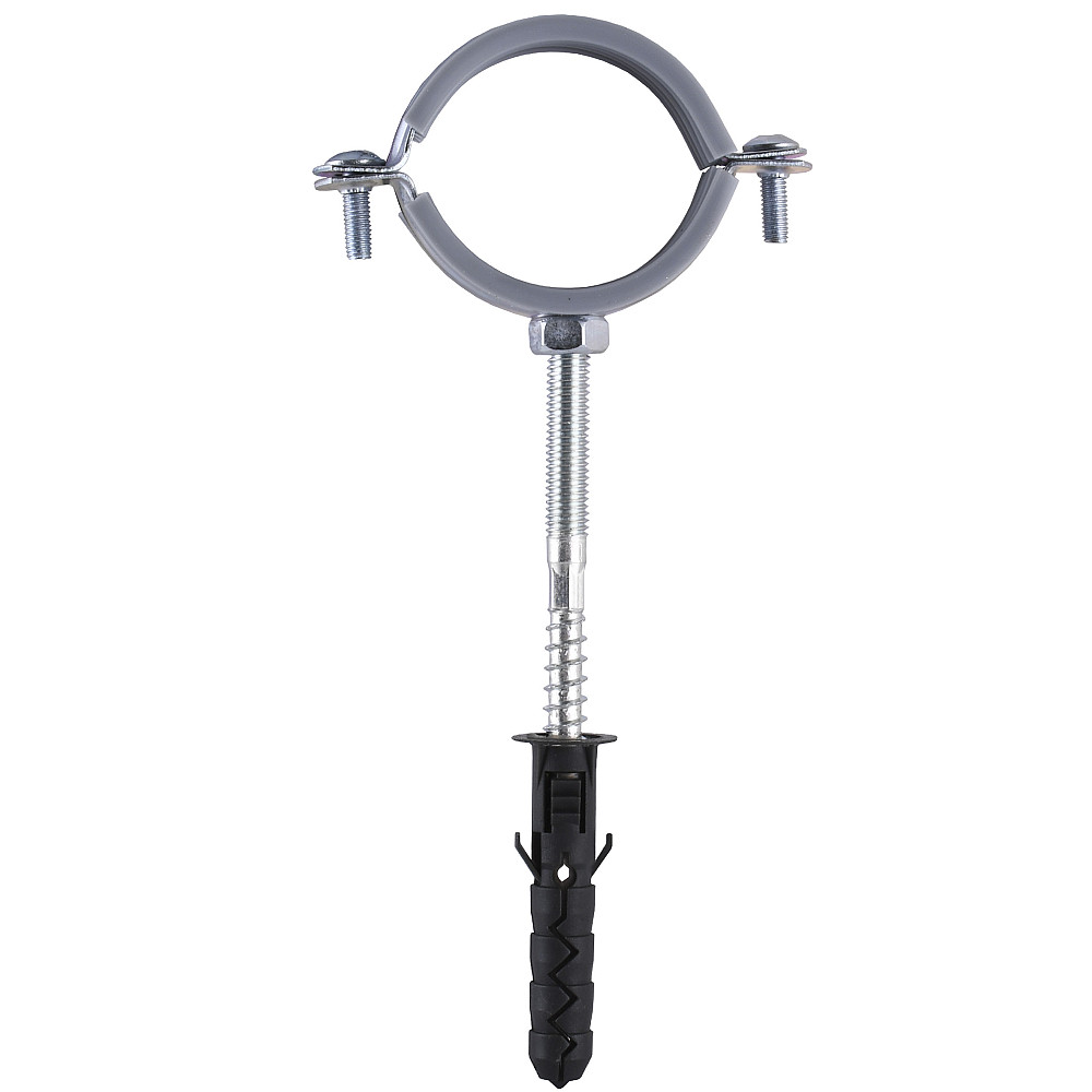 Хомут в зборi CR  1 1/2″ (47-53мм) з гвинтом-шурупом 8*100 та дюбелем в уп., сірий Тернополь - изображение 1