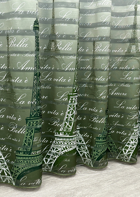 Тюль VR-Textil 1751т Нейлон з принтом Зелений з білим 350х270 см (42-0983) Київ - фото 7