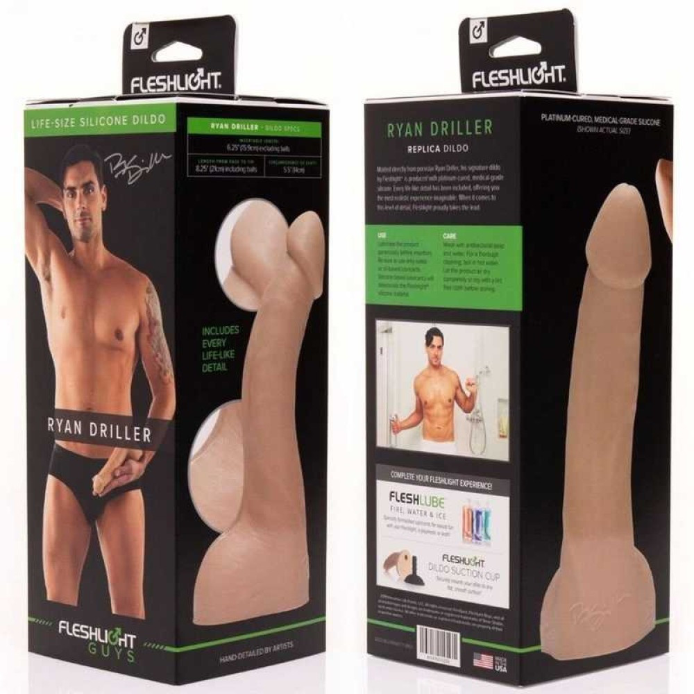 Фалоімітатор з мошонкою реалістичний Fleshjack Guys-Ryan Driller Dildo, бежевий Sex Aura Київ - фото 9