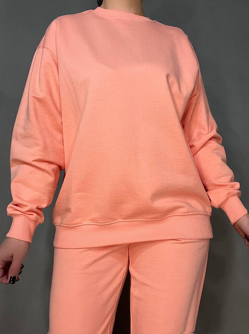 Костюм женский Pepper&mint FA24-01 базовый двунитка без утепления свитшот оверсайз и джогеры на резинке персиковый, персиковый, S Киев - изображение 7