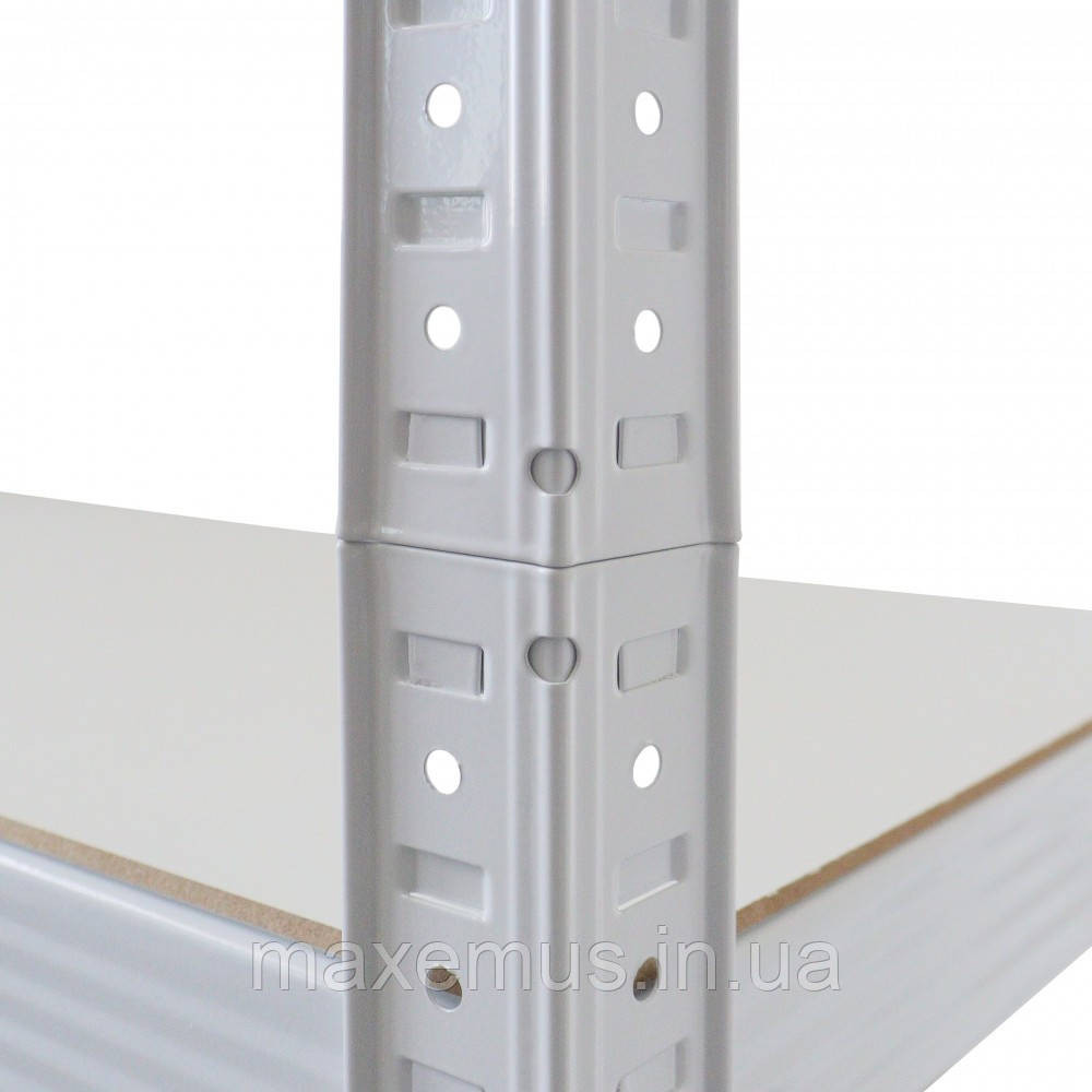 Металлический стеллаж для склада гаража и дома 180х90х40 прочный стеллаж с полками  разборной белый Мостиська - фото 6