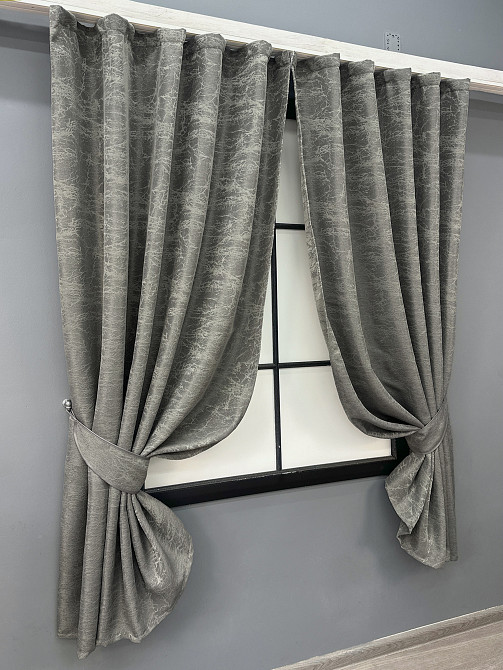 Комплект коротких штор VR-Textil Жакард Viva Marmo № 1785ш Сірий 130х170 см 2 шт (35-0372) Київ - фото 2