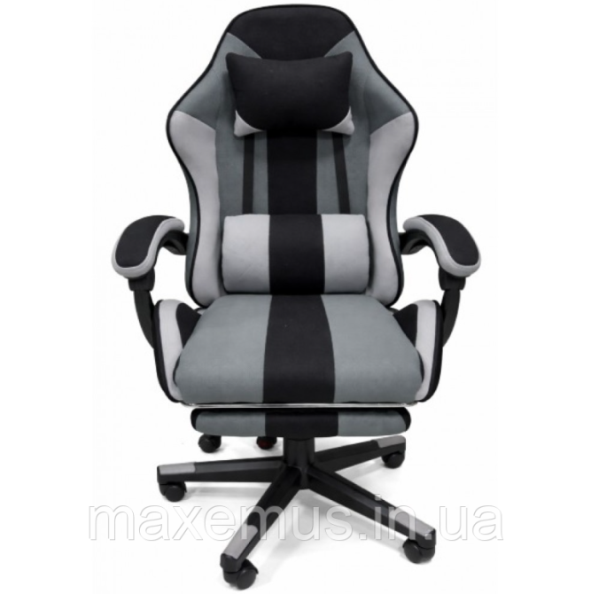Кресло геймерское из ткани с подставкой для ног B 963 компьютерное кресло для геймера черно-серое Мостиска - изображение 6