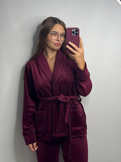 Домашній костюм шаль Бордовий 2XL Харків - фото 4