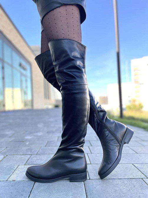 Nivelle Ботфорти зимові жіночі з натуральної шкіри чорні на низькому ходу, наповнювач хутро 300 Коломыя - изображение 6