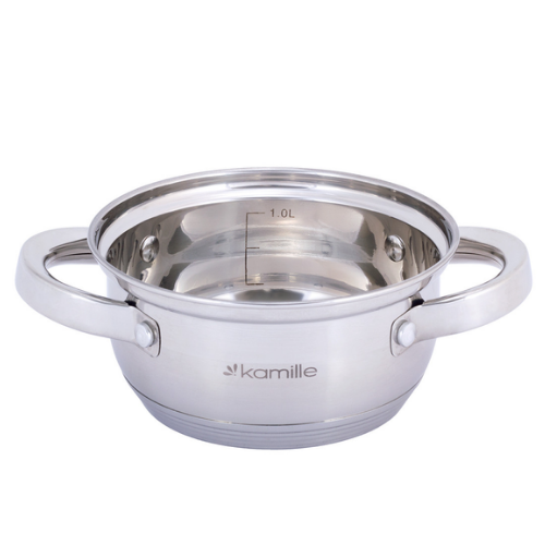 Каструля нержавіюча сталь 1л з кришкою порожнисті ручки 5614S KAMILLE Житомир - фото 2