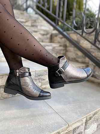 Жіночі черевики 218 срібні шкіра-сатин натуральна 36р. (1205) Коломыя
