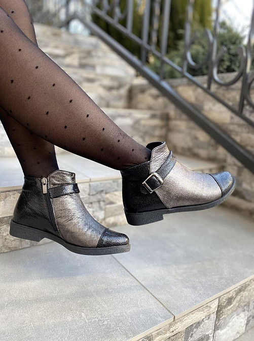 Жіночі черевики 218 срібні шкіра-сатин натуральна 36р. (1205) Коломыя - изображение 5