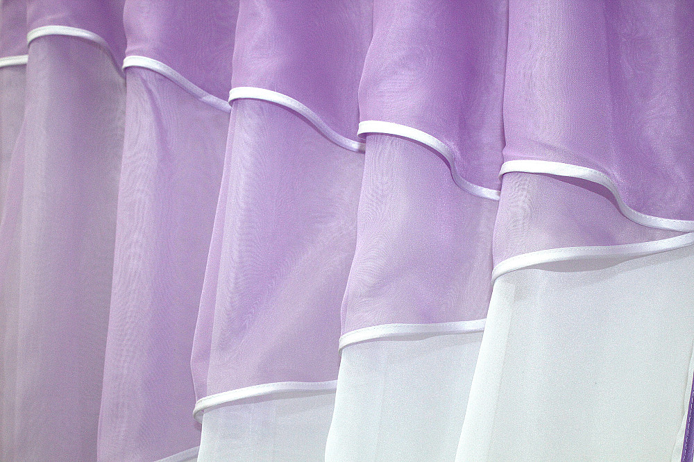 Кухонные шторы VR-Textil № 091к с ламбрекеном и подвязками сиреневый с белым 270х170 см (50-855) Киев - изображение 4