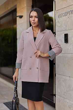 Жіночий базовий піджак на підкладці з манжетами Lavita Батал 54-56, Бежевий Київ