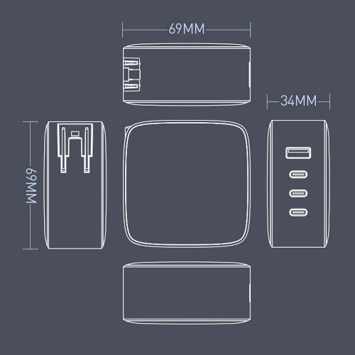 Зарядний пристрій мережевий USB/3Type-C PD 100W чорний GaN ColorWay Житомир
