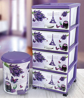 Комод пластиковий Ейфелева вежа на 4 ящики фіолетова Туреччина Харків - фото 3