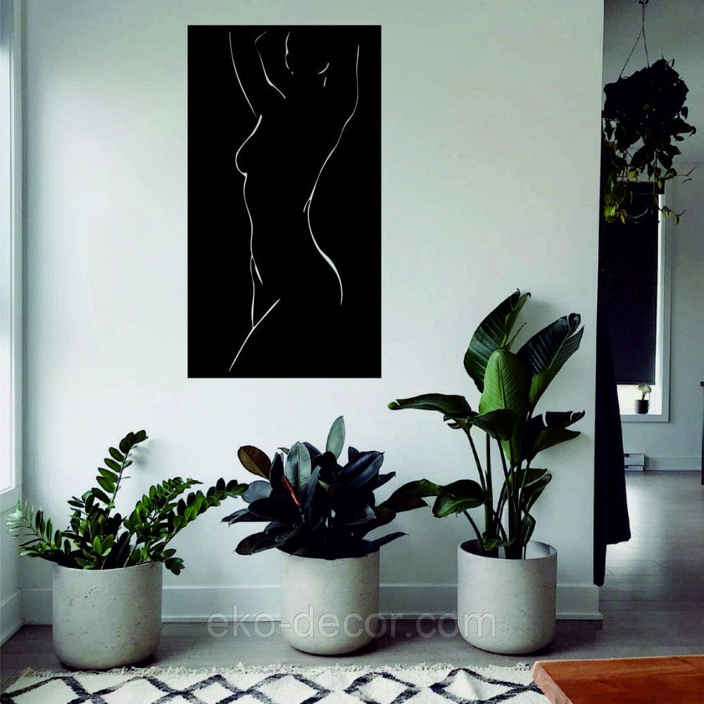 Декоративное настенное Панно «Силуэт женщины», Декор на стену 70*38 см, Черный Киев - изображение 1