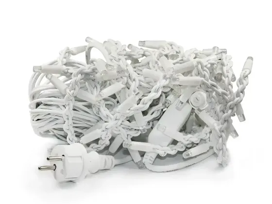 Гірлянда Дощ білий провід 3,3мм з вилкою прозора циліндрична лампа вулична 120LED (теплий білий) 120-SHORT-CURTAIN-WW-1N Одеса