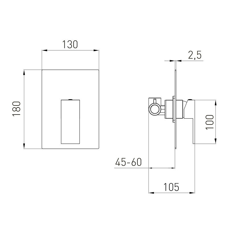 Змішувач прихованого монтажу VOLLE PARDO pistola gris для душу графіт Київ - фото 2