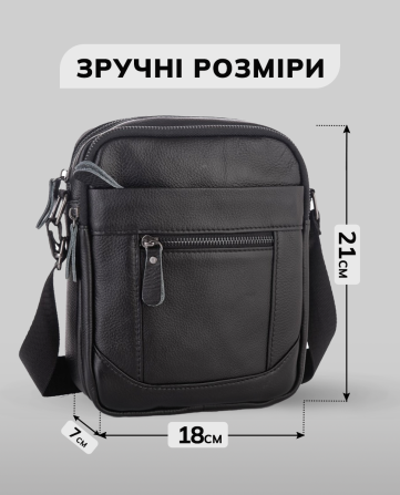 Чоловіча сумка-барсетка шкіряна через плече чорна Tiding Bag SK N5386 Кам'янське - фото 3