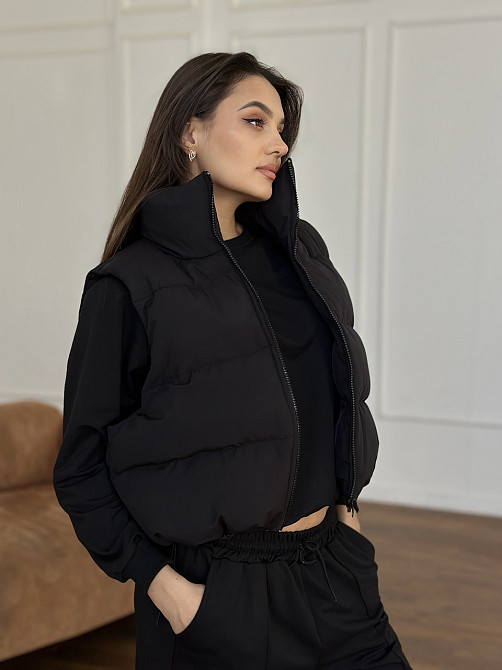 Жилетка черная женская укороченная Черный 42/44 Харьков - изображение 3