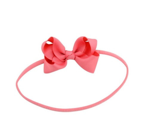 Детская повязочка на голову коралловая - размер универсальный (на резинке), бантик 8см Киев - изображение 2
