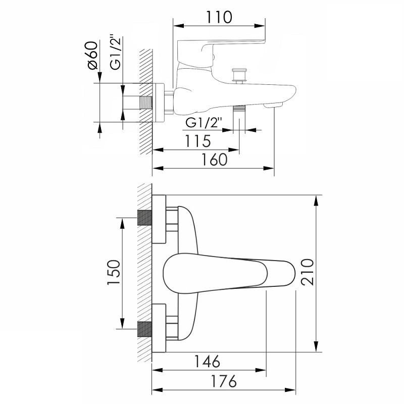 Смеситель для ванны VOLLE TRAJAN 1545.030101 хром Киев - изображение 2