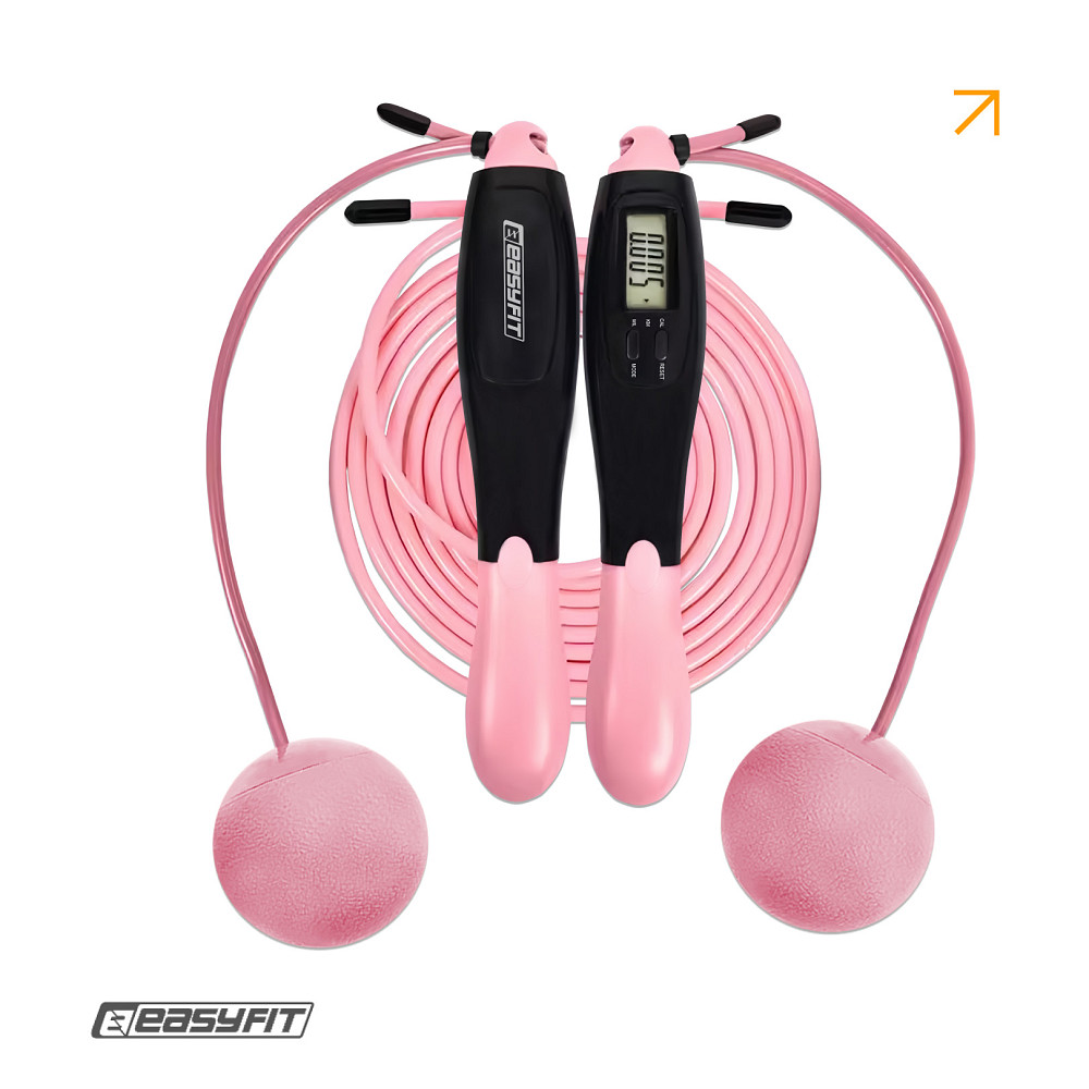 Скакалка для схуднення EasyFit TwinRope 2,8 м чорний-рожевий Коломия - фото 1