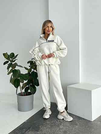 Женский флисовый женский костюм-оверсайз турецкий флис Белый, 42/44 Одесса